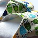 Womens Slippers, Owls, In Sizes S M And L