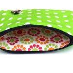 Coin Purse, Padded In Lime Dots