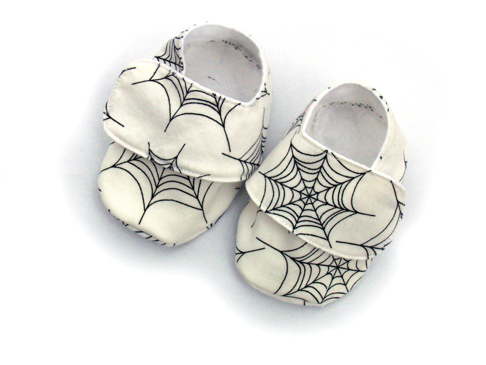 Baby Shoes - Infant Booties - White Spiders Web - Size 0-6 Months