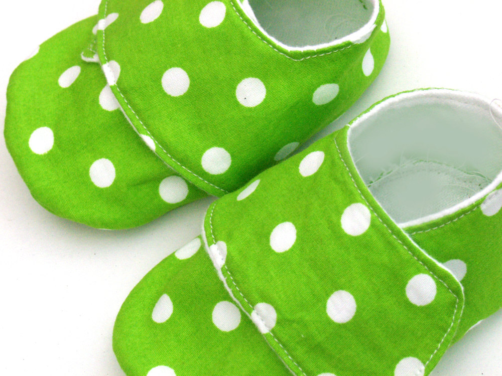 Baby Shoes, Sneakers Style, Size 0-6 Months In Lime Dots on Luulla