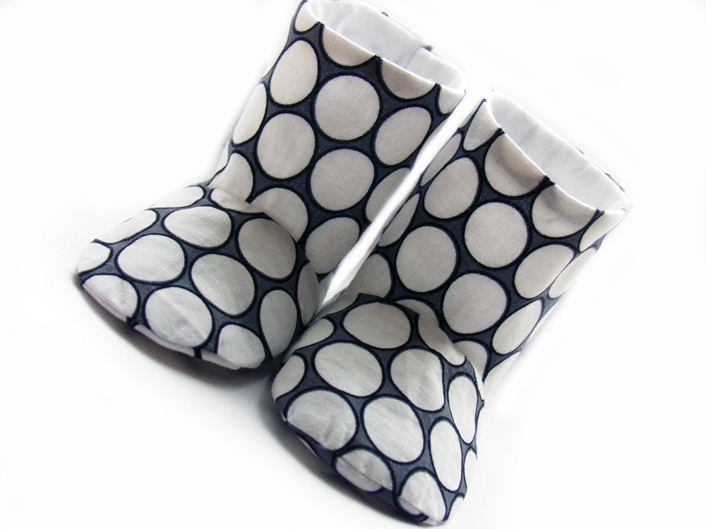 Baby Shoes - Baby Boots - Monochrome Circles - Size 6-12 Months